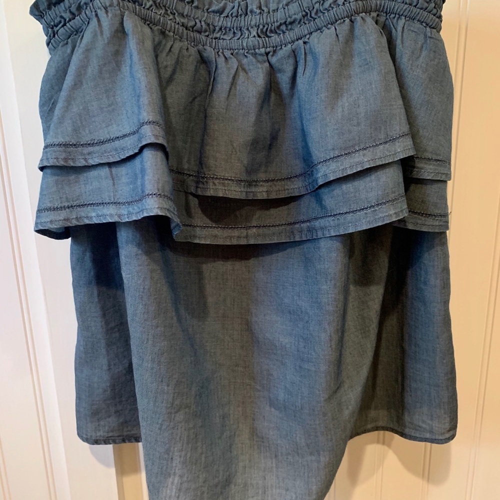 Loft Chambray Ruffle Tank - Picture 2 of 3